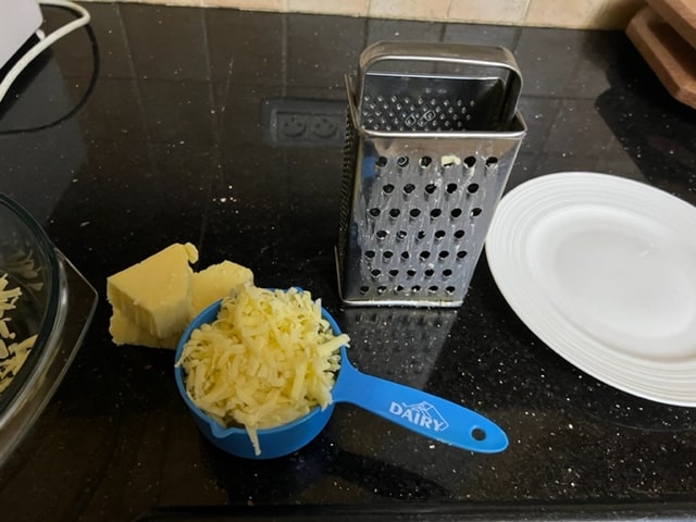 grating the cheese
