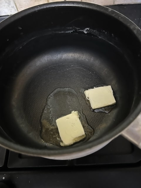 melting the butter for the sauce