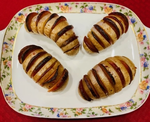 Hassleback Salami Potatoes