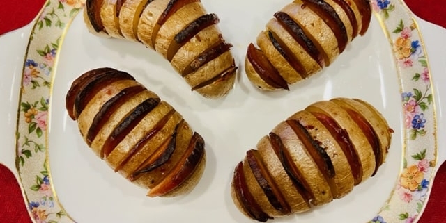 Hassleback Salami Potatoes