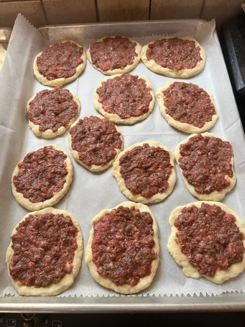 meat covered pizza rounds