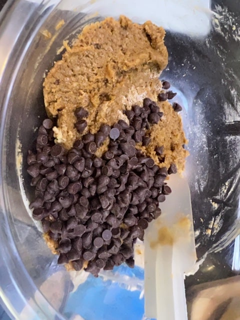 adding the chocolate chips