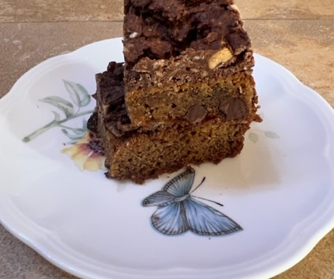 Chocolate Rice Crispy Topped Blondie Bars