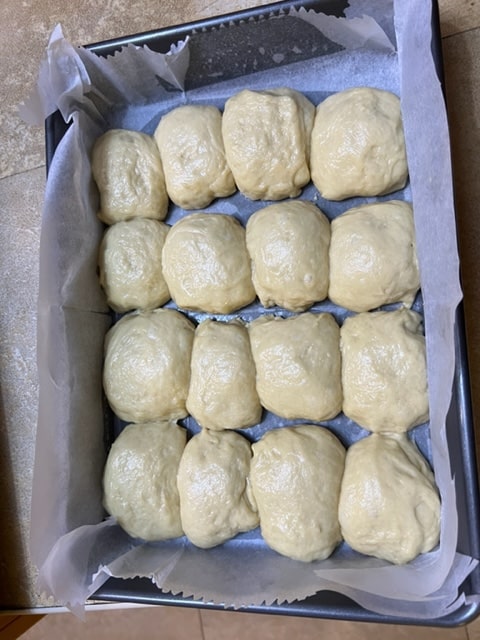 rolls near each other in pan