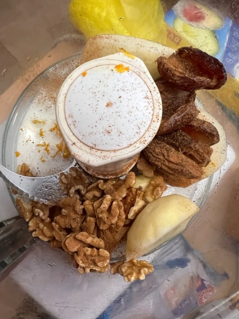 Putting the ingredients in the processor