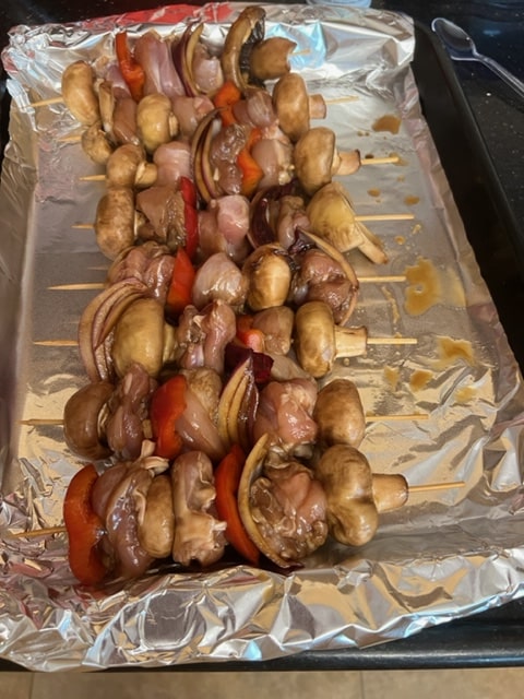 preparing the skewers