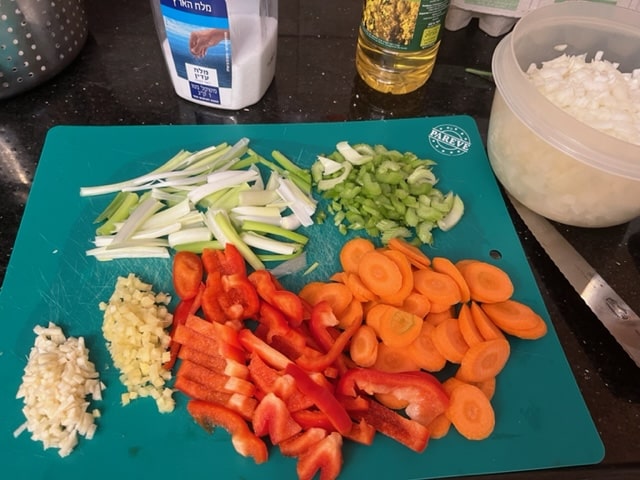 Prepping the veggies