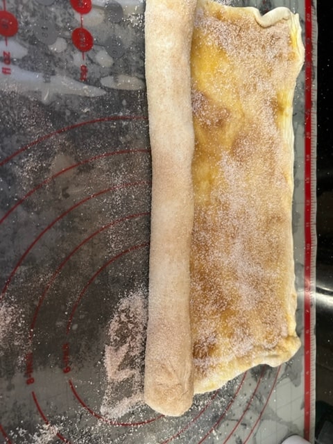 roll half the sugared pastry to the middle