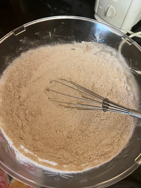 stirring dry ingredients together