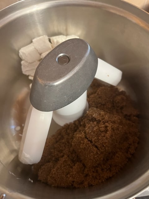 beat together butter and brown sugar