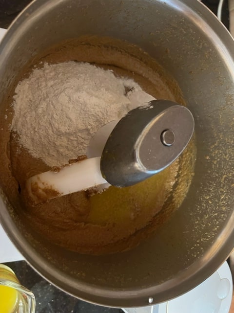adding the flour mixture