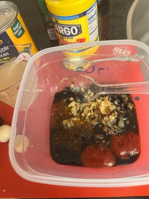 mixing the sauce in a bowl