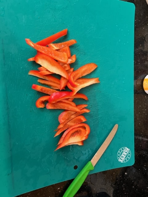 slice up the red pepper