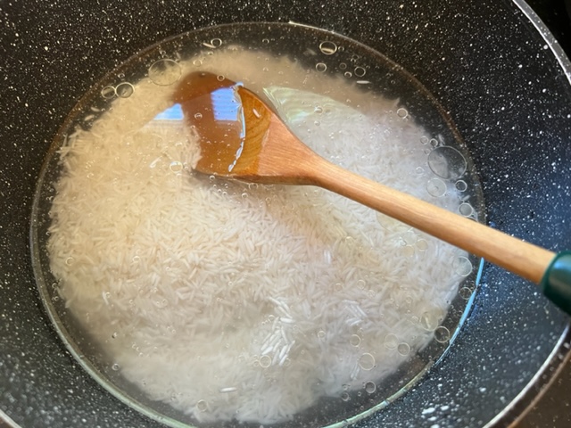 rice, oil, salt and cold water