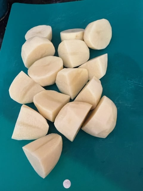 peeled cut potatoes