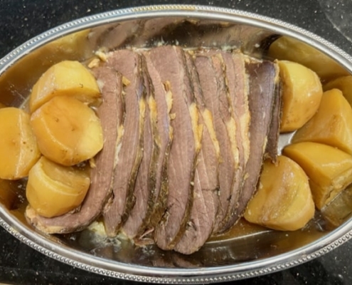 brisket in bourbon, garlic and honey