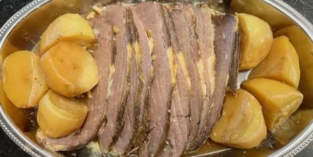 brisket in bourbon, garlic and honey