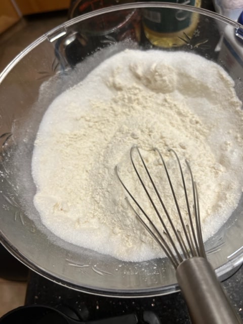 stirring together the dry ingredients