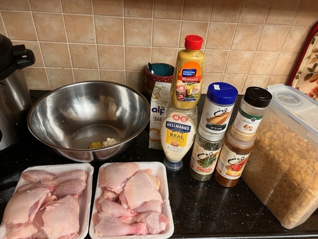 lining up ingredients