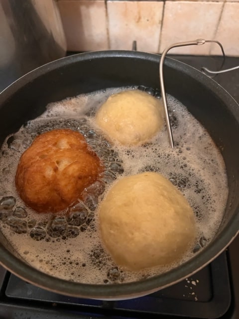 frying the doughnuts