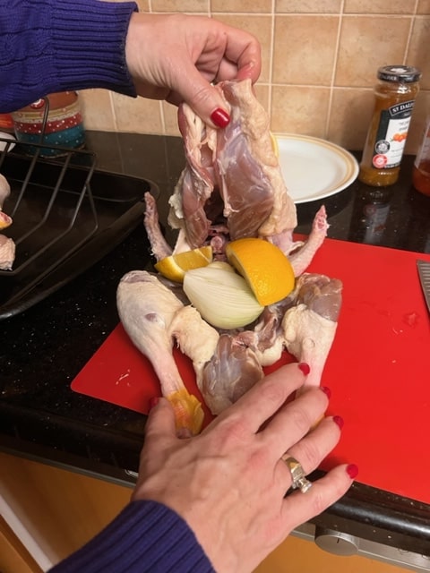stuffing the ducks with aromatics