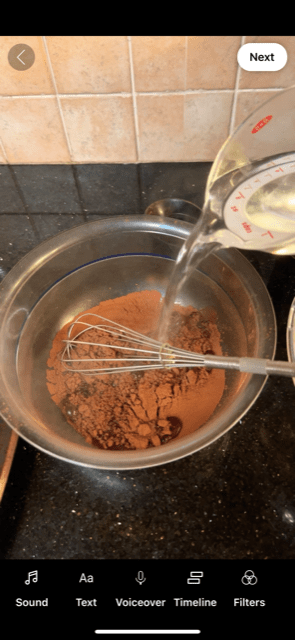 pouring boiling water on cocoa