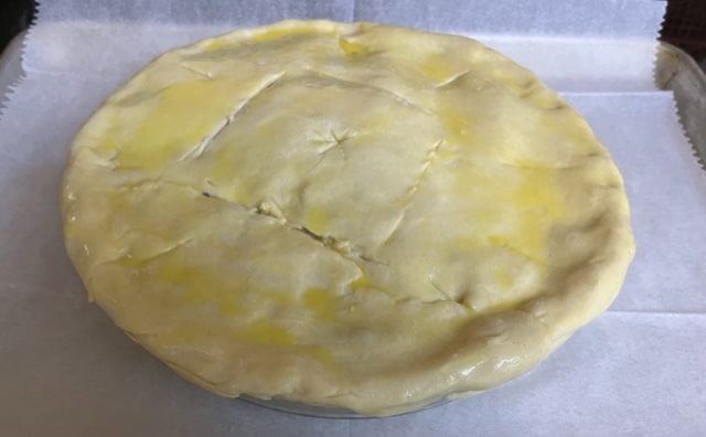 top crust brushed with egg with vents cut into top