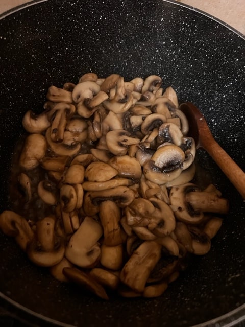 browned mushrooms