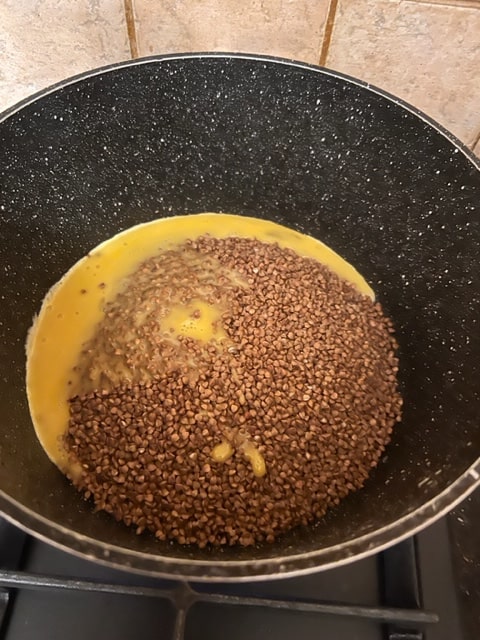 beaten egg with buckwheat