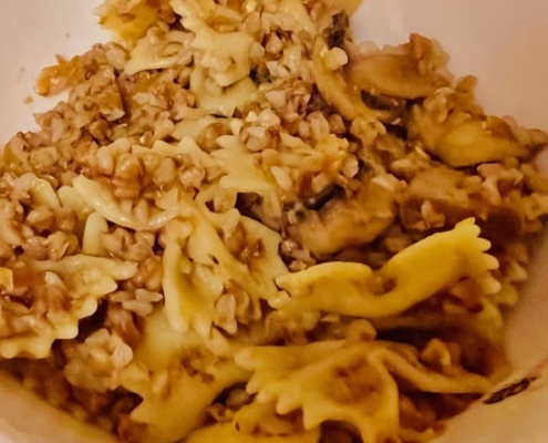 Kasha Varneshkes or Buckwheat Groats with Bowtie Noodles