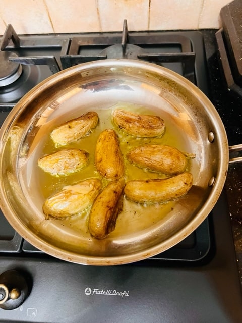 sauteeing the potatoes