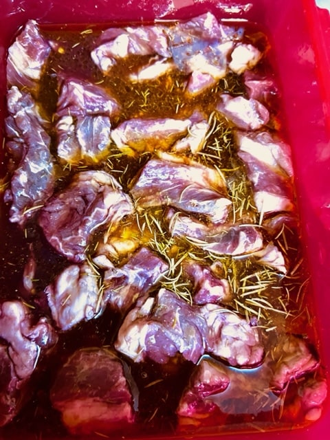 meat and veg in marinade