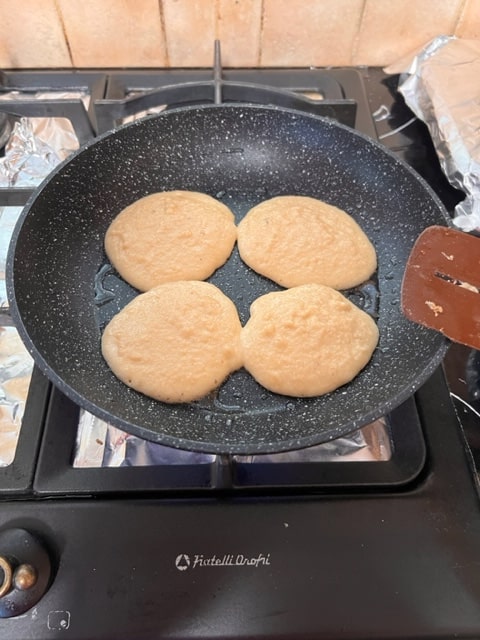 cooking the pancakes