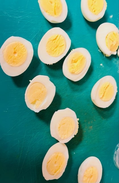 cut the eggs in half
