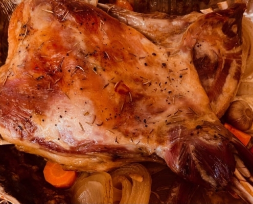 Slow roasted lamb