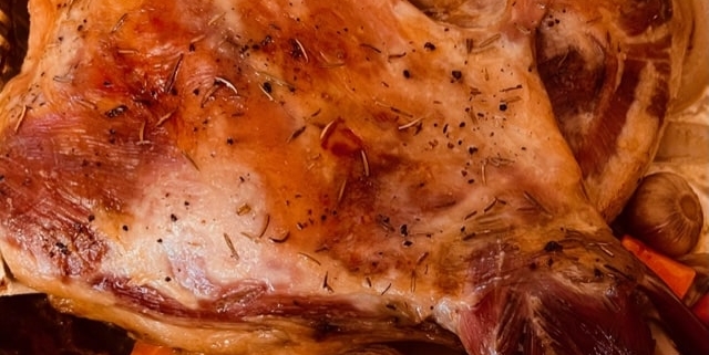 Slow roasted lamb