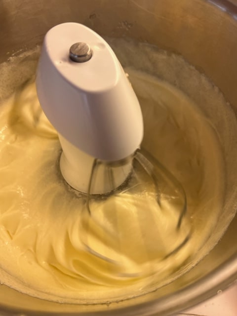 whipping the eggs and sugar