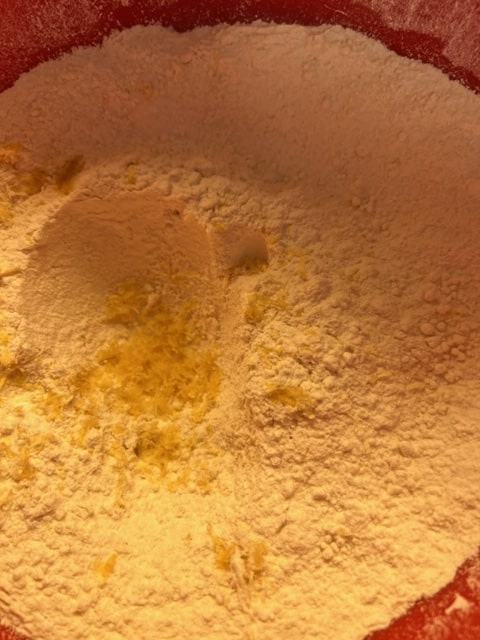 mix flour, baking powder and salt