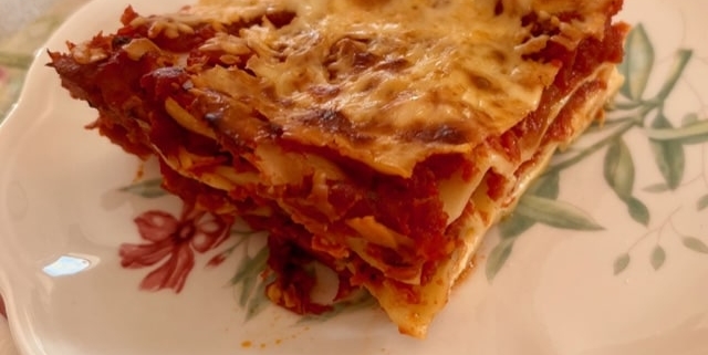 Lasagna with Homemade Chunky Tomato Sauce