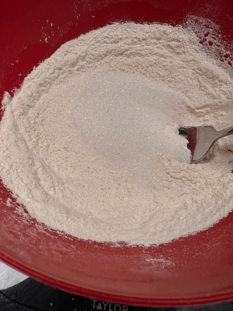 dry ingredients in a mixing bowl