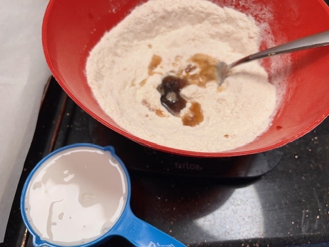 adding maple syrup, vanilla