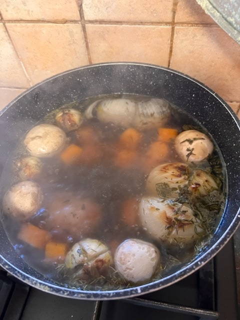 bringing the soup to the boil