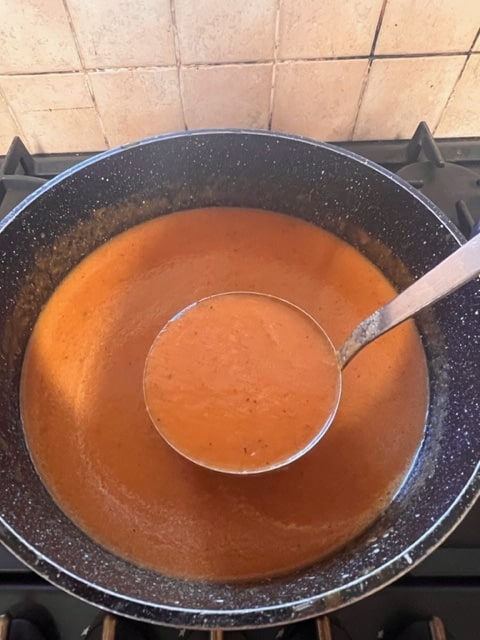 the blended red pepper soup