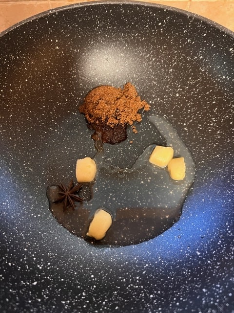 putting ingredients into the pot