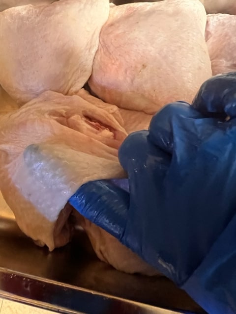 slide your finger under to skin to create a pocket