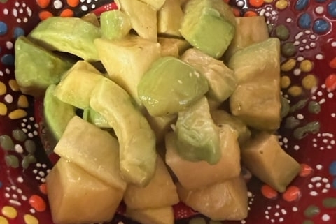 avocado apple salad with orange juice vinaigrette