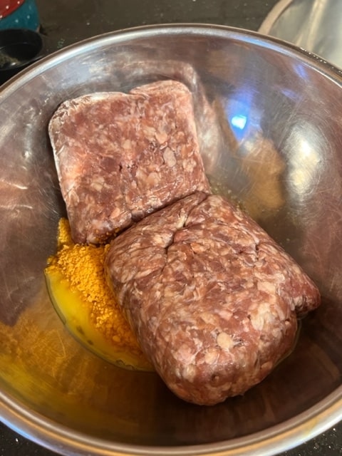 chopped beef in a bowl