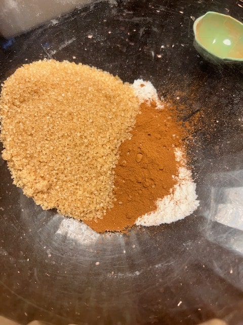 sugar, cinnamon and flour