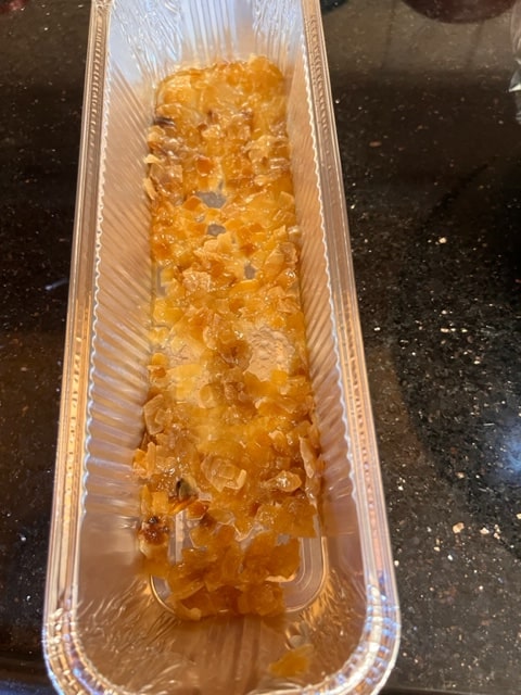 sauteed onion in bottom of loaf pan