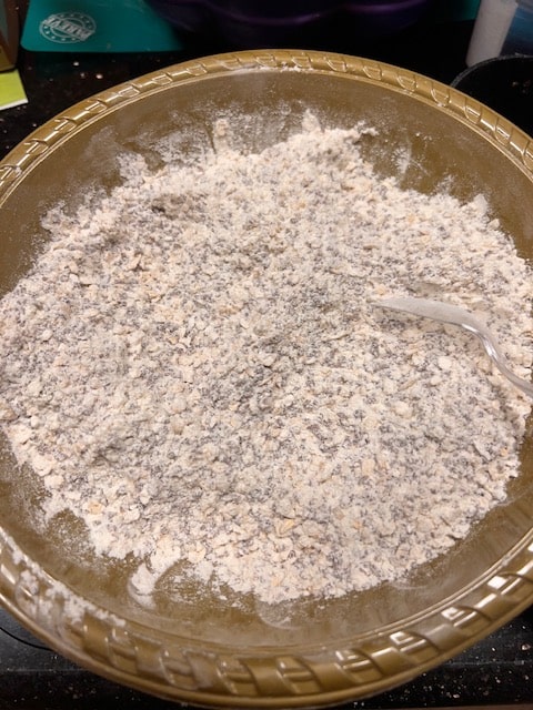 dry crumble topping mixed in bowl